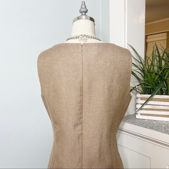 Talbots Gold Metallic Linen Sleeveless Sheath Dress 6 Small - Picture 7 of 11